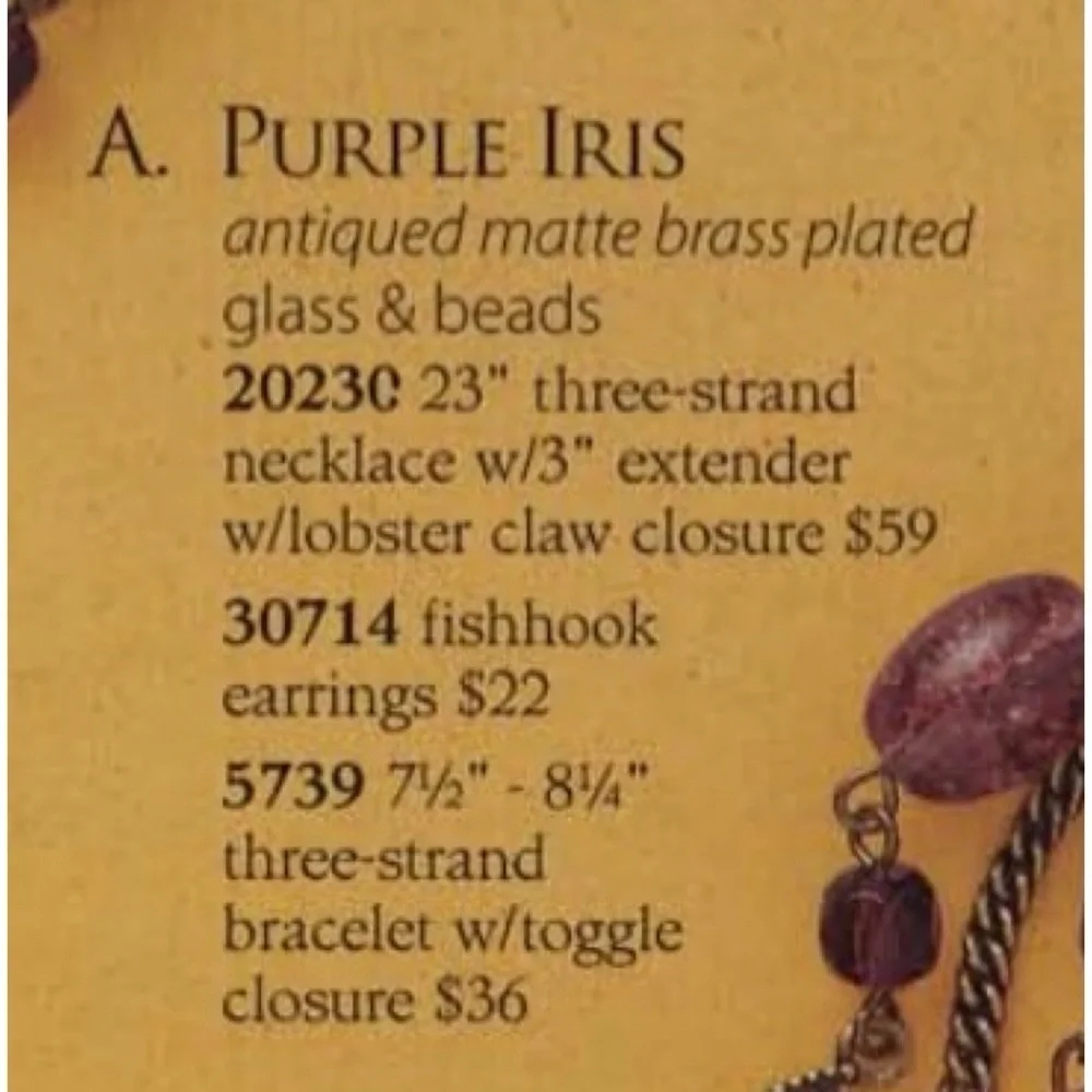 Premier Designs PURPLE IRIS Purple Plum Beaded Three Strand Bracelet New #061